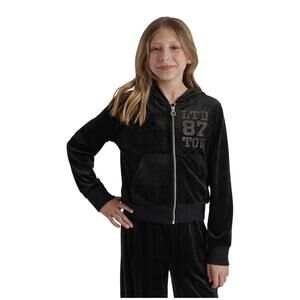 NEW Limited Too Girls Velour Jacket Size S 7/8 Black Zip
